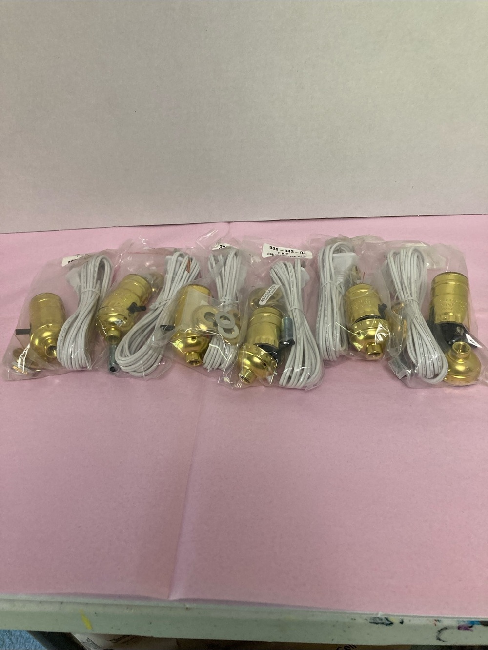 National Art Craft lamp kit lot of 6 brass color with white cord new